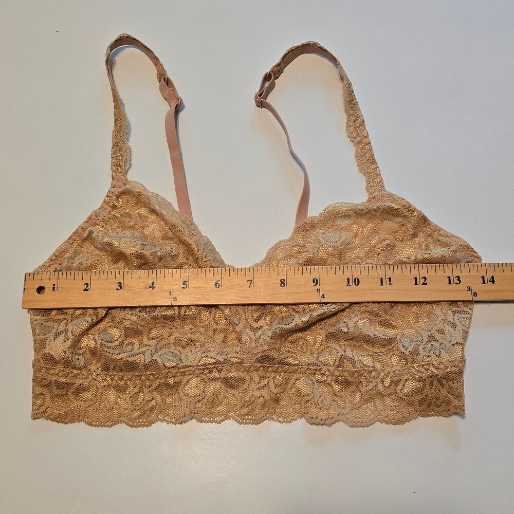 Quince Lace Bralette Womens Medium Pink Brown 2 Pack Scalloped Semi Sheer NWOT - Picture 7 of 9